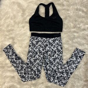 Nike Pro Black White Racerback Sports Bra M Leggings S Activewear  Dri Fit